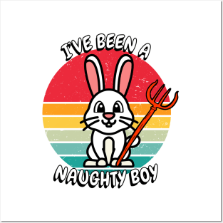 Cute white rabbit is a naughty boy Posters and Art